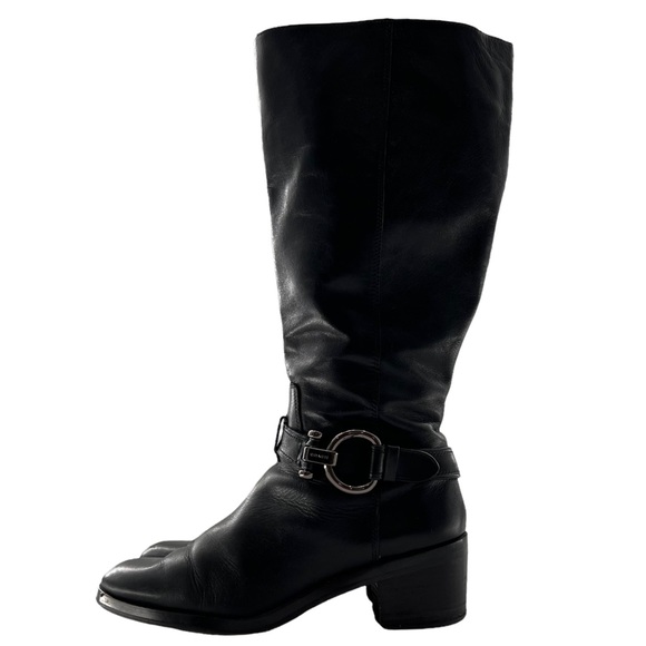 Coach Carolina Black Leather Extended Wide Calf Tall Boot Size 8.5 - Picture 2 of 11